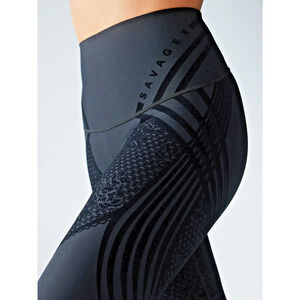 NWT Savage X Fenty Women's Black Flock Leggings Special FX High-Waist Lace XS